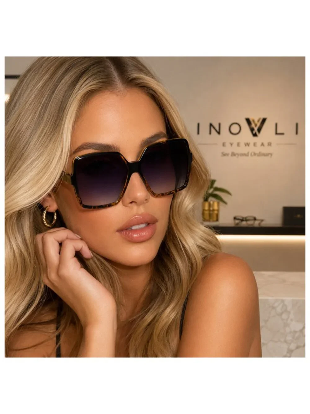 Luxury Oversized Square Designer Style Sunglasses UV400 Fashion Women Shades